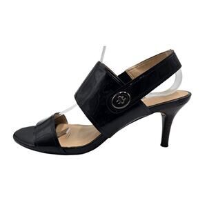 COACH Marla Black Leather Sandals Turnlock Dress Slingback Pumps Women's 7.5B